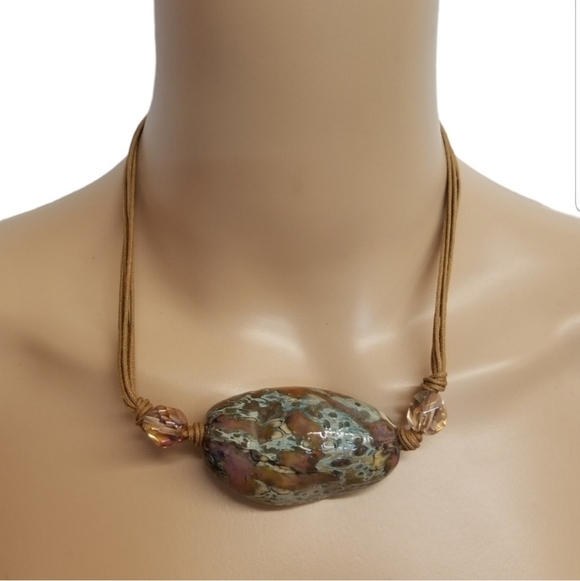 ANTICA MURRINA NWTAUTHENTIC VENETIAN MURANO GLASS PENDANT CORD NECKLACE